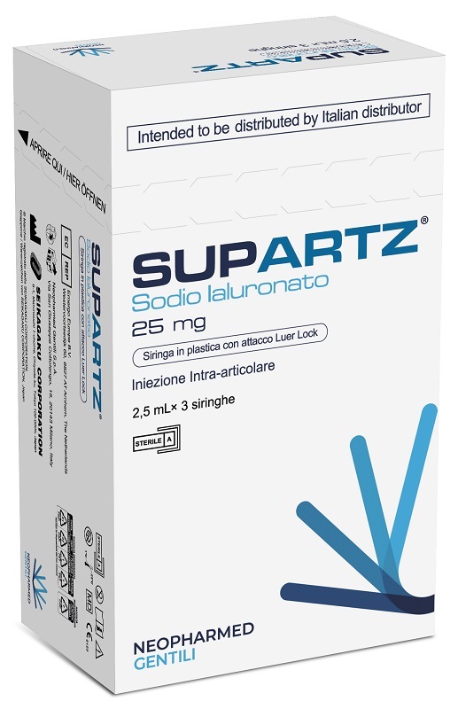 SIRINGA PRERIEMPITA INTRA-ARTICOLARE SUPARTZ ACIDO IALURONICO 25 MG 2,5 ML 3 PEZZI - Farmacia Del Monaco