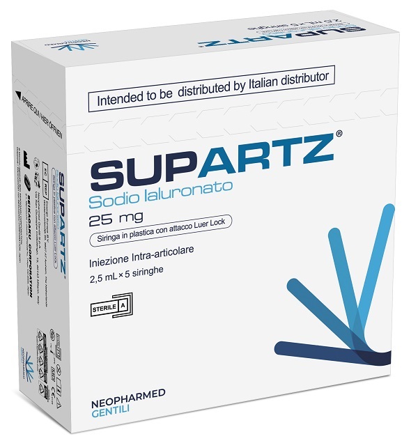 SIRINGA PRERIEMPITA INTRA-ARTICOLARE SUPARTZ ACIDO IALURONICO 25 MG 2,5 ML 5 PEZZI - Farmacia Del Monaco