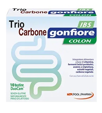 TRIOCARBONE GONFIORE IBS 10 BUSTE DUOCAM DA 2 G + 1,5 G - Farmacia Del Monaco