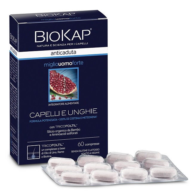 BIOKAP ANTICADUTA MIGLIO UOMO FORTE CON TRICOFOLTIL 60 COMPRESSE - Farmacia Del Monaco