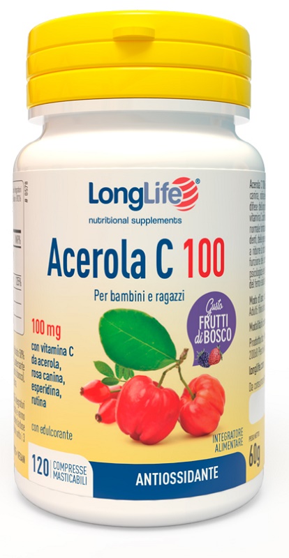 LONGLIFE ACEROLA C100 FRUTTI DI BOSCO 120 COMPRESSE MASTICABILI - Farmacia Del Monaco