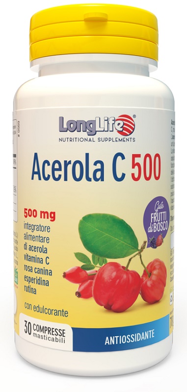 LONGLIFE ACEROLA C500 FRUTTI DI BOSCO 30 COMPRESSE MASTICABILI - Farmacia Del Monaco