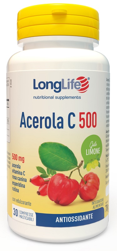 LONGLIFE ACEROLA C500 LIMONE 30 COMPRESSE MASTICABILI - Farmacia Del Monaco
