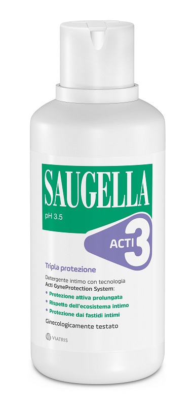 SAUGELLA ACTI3 TRIPLA PROTEZIONE DETERGENTE INTIMO 500 ML - Farmacia Del Monaco