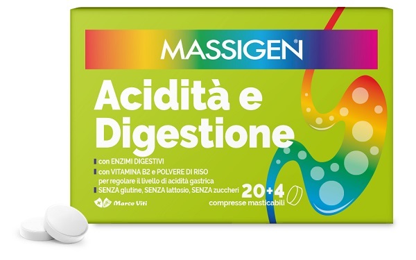 MASSIGEN ACIDITA' E DIGESTIONE 24 COMPRESSE MASTICABILI - Farmacia Del Monaco