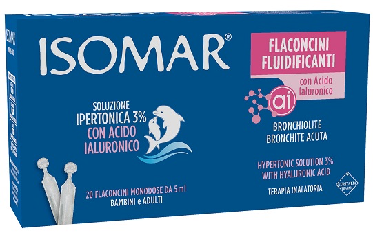 ISOMAR FLACONCINI FLUIDIFICANTI SOLUZIONE IPERTONICA 30%+ACIDO IALURONICO 20 FLACONCINI DA 5 ML - Farmacia Del Monaco