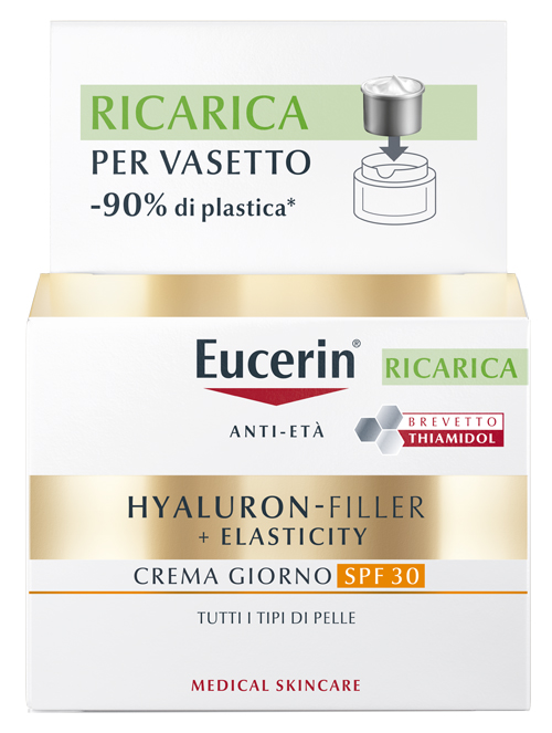 EUCERIN HYALURON-FILLER + ELASTICITY CREMA GIORNO SPF30 RICARICA 50 ML - Farmacia Del Monaco