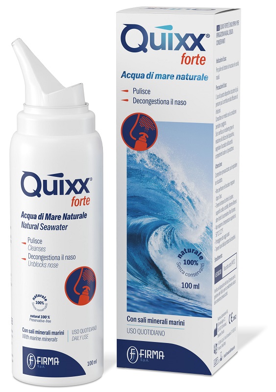 SOLUZIONE SPRAY PER IRRIGAZIONI NASALI QUIXX FORTE ACQUA MARINA IPERTONICA 100 ML - Farmacia Del Monaco