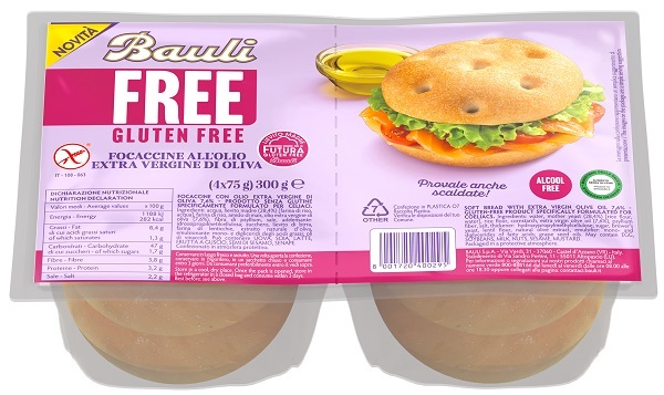 BAULI FREE FOCACCINE OLIO EXTRA VERGINE OLIVA 4 PEZZI DA 75 G - Farmacia Del Monaco