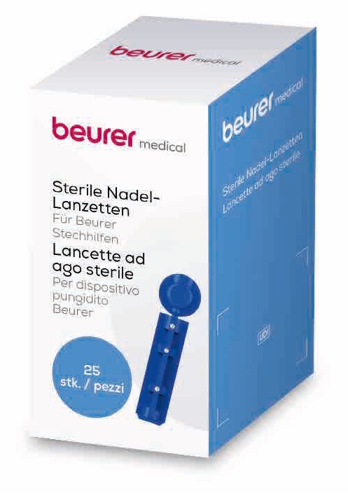 LANCETTE PUNGIDITO BEURER AGO STERILE GAUGE 28 25 PEZZI - Farmacia Del Monaco