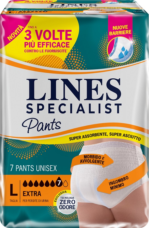 PANNOLONE PER INCONTINENZA LINES SPECIALIST PANTS EXTRA UNISEX L 7 PEZZI - Farmacia Del Monaco