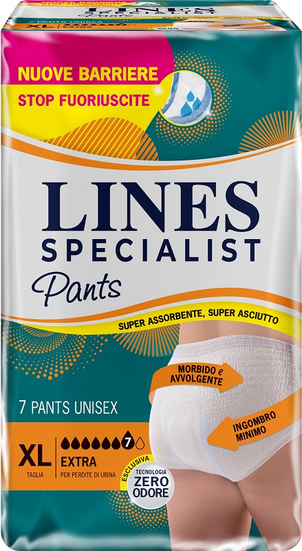 PANNOLONE PER INCONTINENZA LINES SPECIALIST PANTS EXTRA UNISEX XL 7 PEZZI - Farmacia Del Monaco