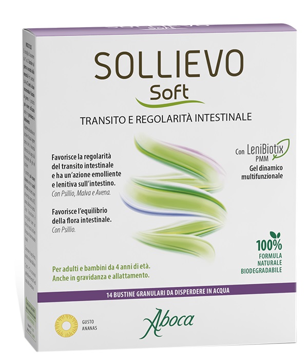 SOLLIEVO SOFT 14 BUSTINE GRANULARI DA 3,8 G SENZA GLUTINE SENZA LATTOSIO SENZA ZUCCHERI AGGIUNTI - Farmacia Del Monaco