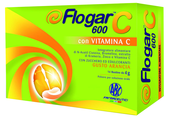 FLOGAR  C 600 CON VITAMINA C 14 BUSTINE GUSTO ARANCIA - Farmacia Del Monaco