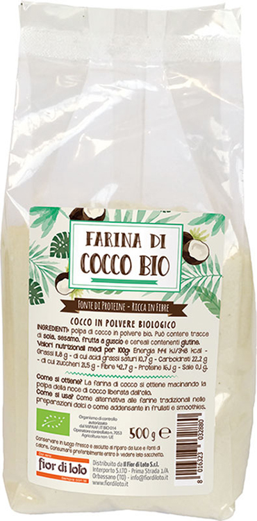FIOR DI LOTO FARINA DI COCCO BIO 500 G - Farmacia Del Monaco