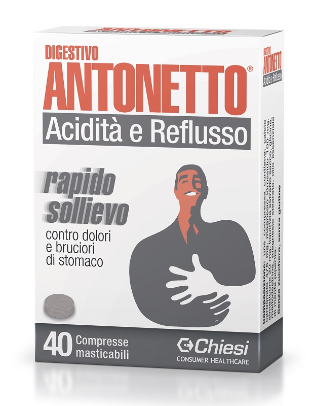 DIGESTIVO ANTONETTO ACIDITA' E REFLUSSO 40 COMPRESSE MASTICABILI - Farmacia Del Monaco