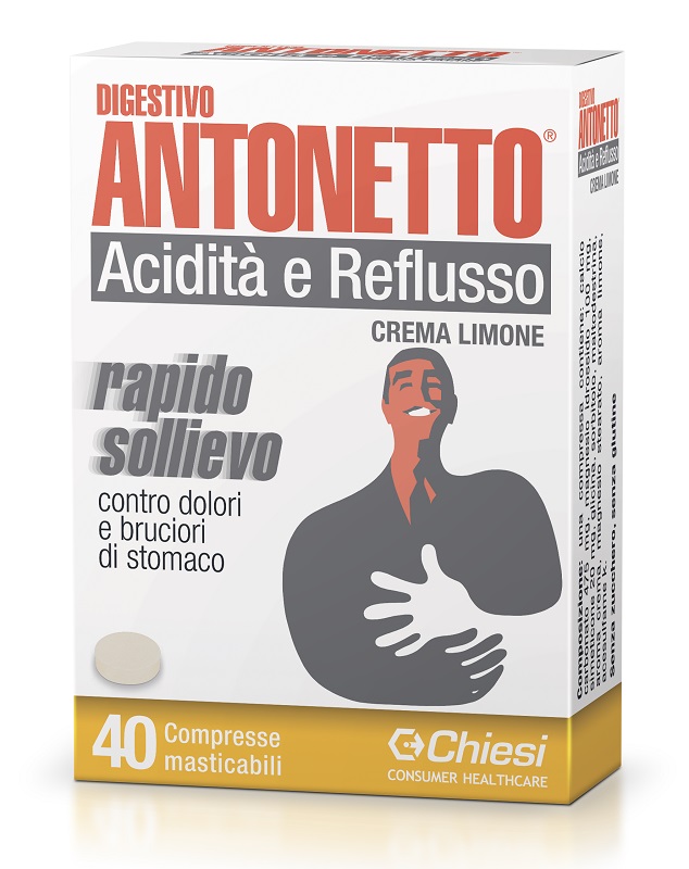DIGESTIVO ANTONETTO ACIDITA' E REFLUSSO CREMA AL LIMONE 40 COMPRESSE MASTICABILI - Farmacia Del Monaco