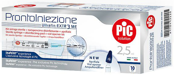 SIRINGA PIC SOLUTION PRONTO INIEZIONE 2,5 ML AGO GAUGE 23 1 1/4 10 PEZZI - Farmacia Del Monaco