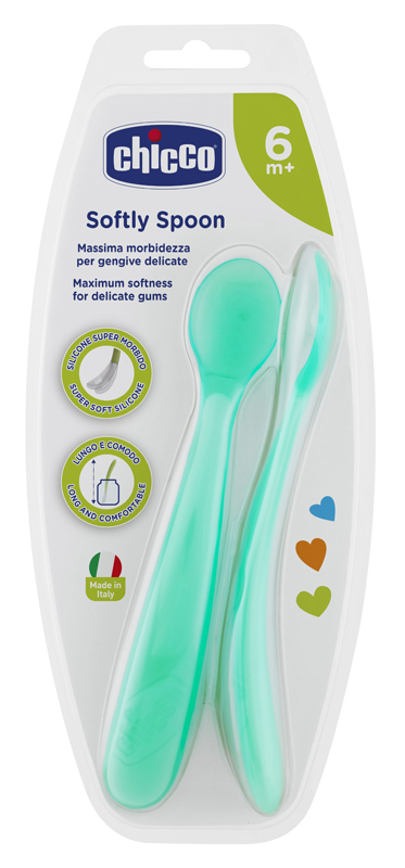 CHICCO CUCCHIAIO SILICONE MASCHILE BI PACK 6M+ - Farmacia Del Monaco