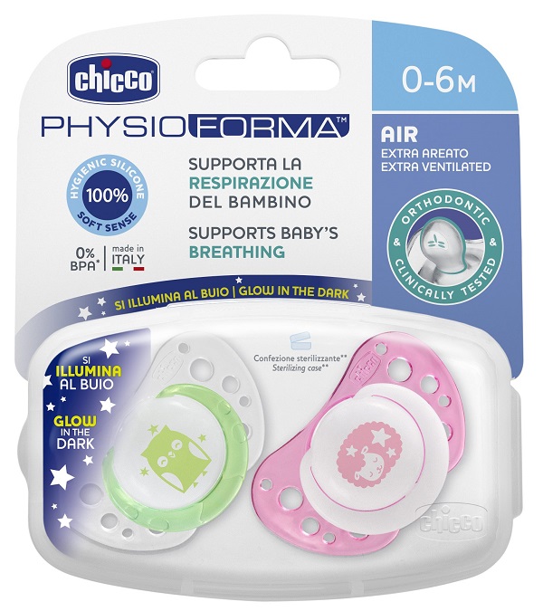 CHICCO SUCCHICCO AIR LUM SILICONE 0-6 MESI 2 PEZZI - Farmacia Del Monaco