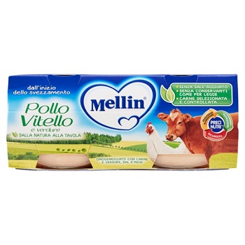 MELLIN OMOGENEIZZATO POLLO VITELLO CON VERDURE 2 X 80 G - Farmacia Del Monaco