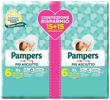 PAMPERS BABY DRY DUO DWCT XL 30 PEZZI - Farmacia Del Monaco
