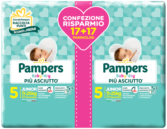 PAMPERS BABY DRYDUO DWCT JUNIOR X 34 PEZZI - Farmacia Del Monaco