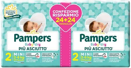 PAMPERS BABY DRY DUO DOWNCOUNT MINI 48 PEZZI - Farmacia Del Monaco