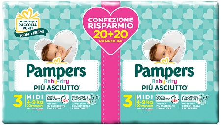 PAMPERS BABY DRY DUO DOWNCOUNT MIDI 40 PEZZI - Farmacia Del Monaco