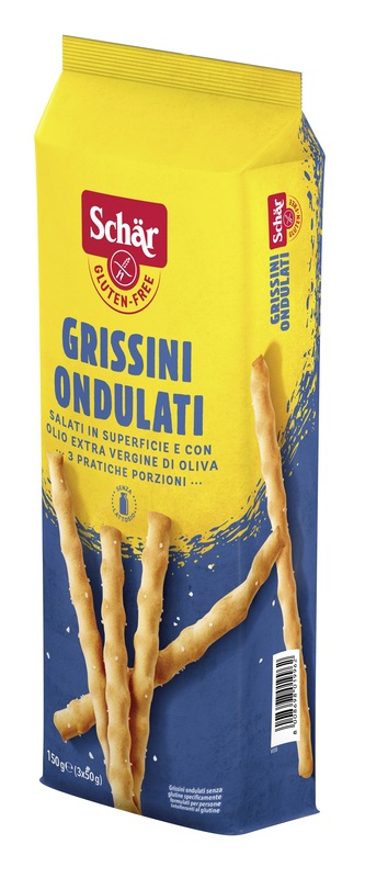 SCHAR GRISSINI ONDULATI SALATI IN SUPERFICIE 3 PORZIONI DA 50 G - Farmacia Del Monaco