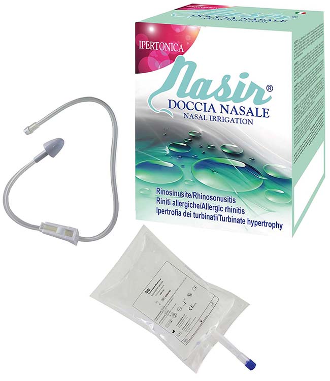 NASIR DOCCIA NASALE 2 SACCHE 250 ML ISOTONICA + 1 DEFLUSSORE - Farmacia Del Monaco