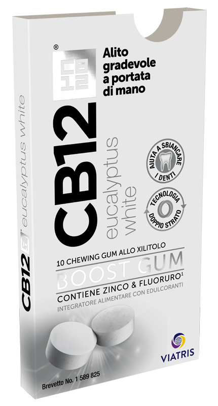 CB12 BOOST EUCALYPTUS WHITE 10 CHEWING GUM - Farmacia Del Monaco