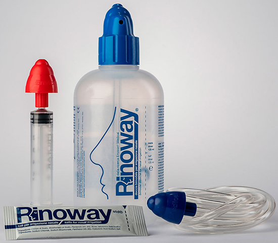 RINOWAY DOCCIA PER IRRIGAZIONE NASALE + 15 SALI ISOTONICI - Farmacia Del Monaco