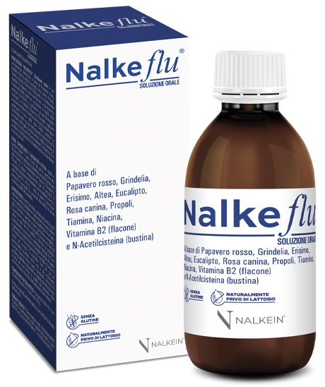 NALKEFLU SOLUZIONE ORALE 200 ML + 1  BUSTINA DA 2,5 G - Farmacia Del Monaco