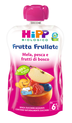 HIPP BIO FRUTTA FRULLATA MELA PESCA FRUTTI DI BOSCO 90 G - Farmacia Del Monaco