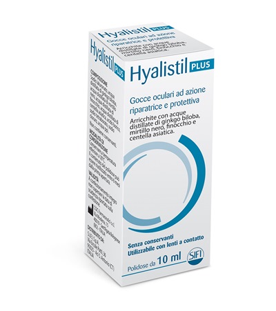 GOCCE OCULARI HYALISTIL PLUS ACIDO IALURONICO 0,4% ACQUA DISTILLATA DI GINKGO BILOBA + MIRTILLO NERO + FINOCCHIO + CENTELLA ASIATICA 10 ML - Farmacia Del Monaco