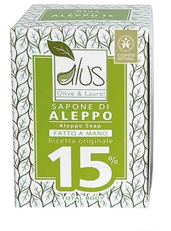 ALUS OLICE & LAUREL SAPONE DI ALEPPO FATTO A MANO 15% 200 G - Farmacia Del Monaco