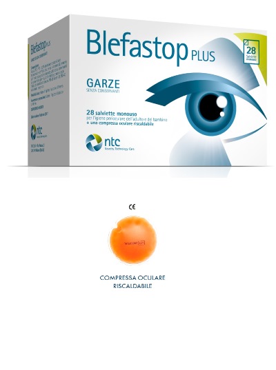 BLEFASTOP PLUS GARZA IN COTONE PIEGATA CON FILO DI BARIO 28 SALVIETTE MONOUSO + 1 COMPRESSA OCULARE RISCALDABILE - Farmacia Del Monaco