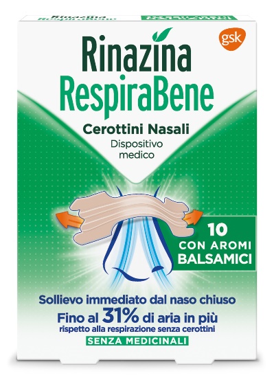 RINAZINA RESPIRABENE CEROTTI NASALI CON AROMI BALSAMICI CARTON 10 PEZZI - Farmacia Del Monaco