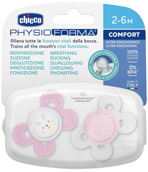CHICCO SUCCHIETTO COMFORT GIRL SILICONE 2-6 MESI 2 PEZZI - Farmacia Del Monaco