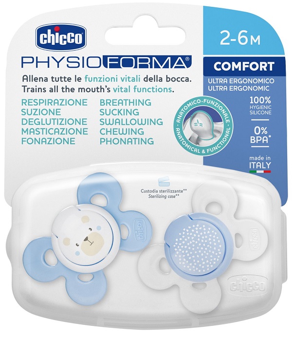 CHICCO SUCCHIETTO COMFORT BOY SILICONE 2-6 MESI 2 PEZZI - Farmacia Del Monaco