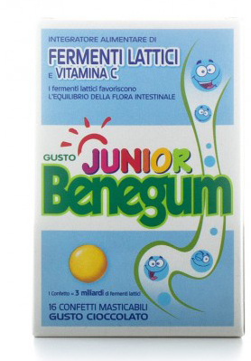BENEGUM JUNIOR FERMENTI LATTICI E VITAMINA C 16 CONFETTI MASTICABILI - Farmacia Del Monaco