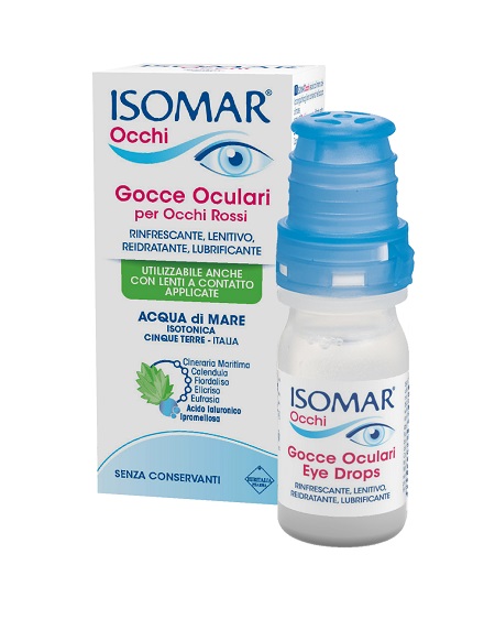 ISOMAR OCCHI GOCCE OCULARI ALL'ACIDO IALURONICO 0,20% 10 ML SENZA CONSERVANTI - Farmacia Del Monaco