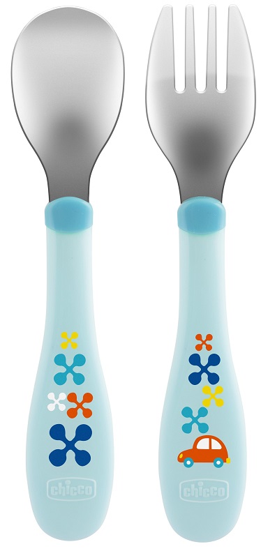 CHICCO POSATE INOX 18M+ AZZURRO/VERDE - Farmacia Del Monaco
