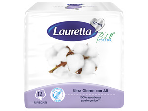 ASSORBENTE LAURELLA IN COTONE ULTRA GIORNO CON ALI 12 PEZZI - Farmacia Del Monaco