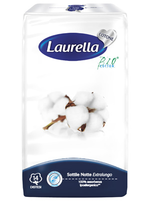 ASSORBENTE LAURELLA IN COTONE SOTTILE NOTTE DISTESO 14 PEZZI - Farmacia Del Monaco