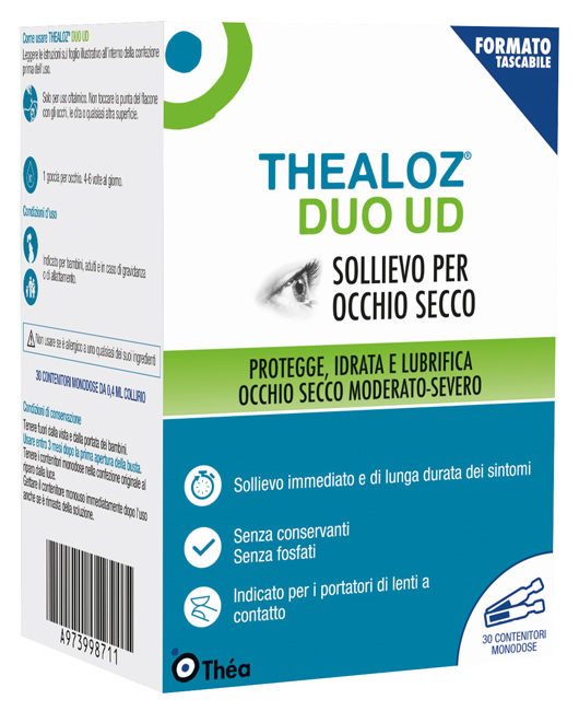 GOCCE OCULARI THEALOZ DUO UD 30 CONTENITORI MONODOSE 0,4 ML - Farmacia Del Monaco