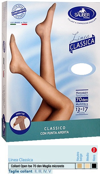 SAUBER COLLANT OPEN TOE MAGLIA MICRORETE 70 DEN COLORE NERO TAGLIA 2 LINEA CLASSICA - Farmacia Del Monaco