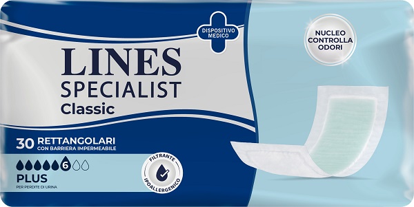 PANNOLONE LINES SPECIALIST CLASSIC RETTANGOLARE CON BARRIERA 30 PEZZI - Farmacia Del Monaco
