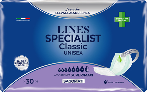 PANNOLONE SAGOMATO LINES SPECIALIST CLASSIC MAXI 30 PEZZI - Farmacia Del Monaco